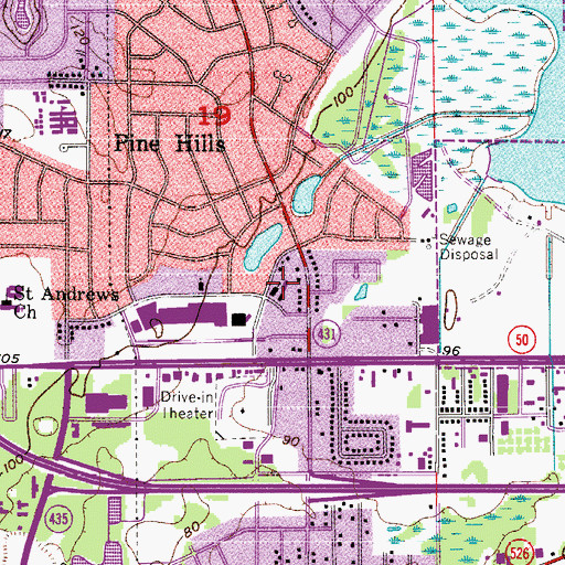 Topographic Map of Lake Ellenor Village Shopping Center, FL