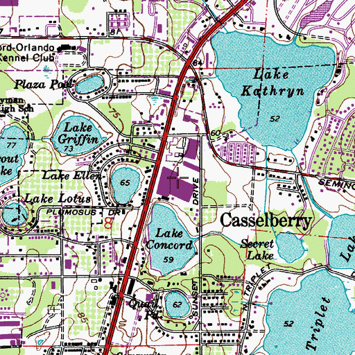 Topographic Map of Casselberry Square, FL