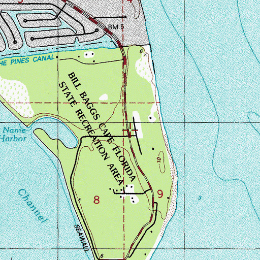 Topographic Map of Bill Baggs Cape Florida State Park, FL