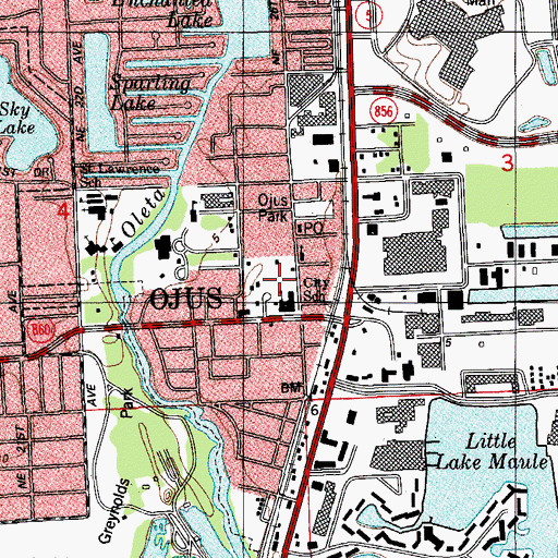 Topographic Map of Ojus Elementary School, FL