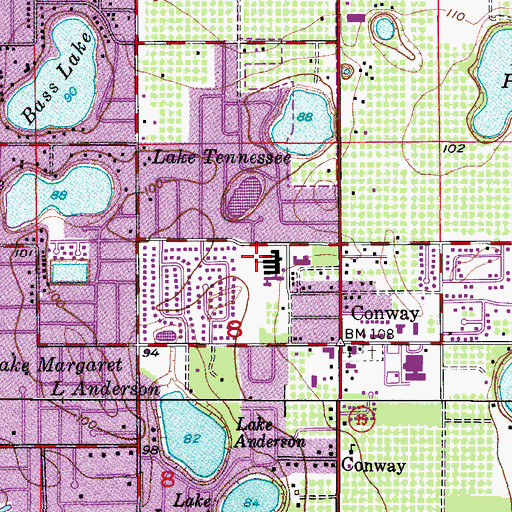Topographic Map of Conway Elementary School, FL