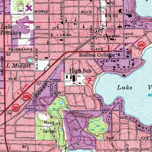 Topographic Map of Winter Park Junior High School, FL