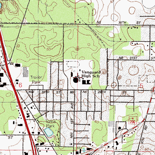 Topographic Map of Vangard High School, FL