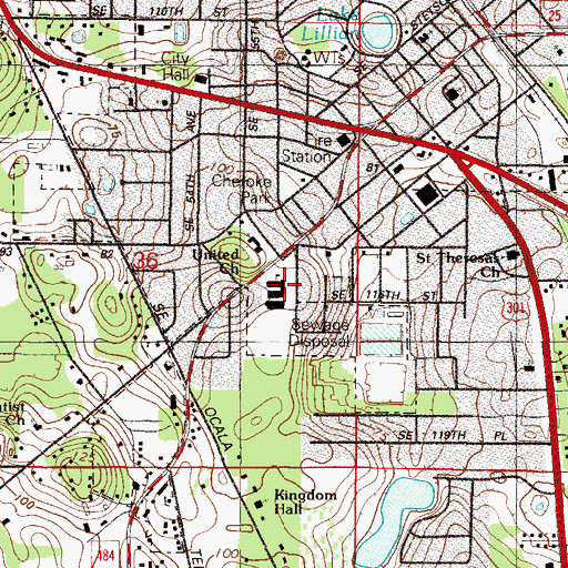 Topographic Map of Belleview Elementary School, FL