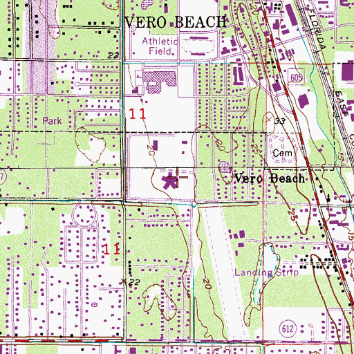 Topographic Map of Vero Beach Elementary School, FL
