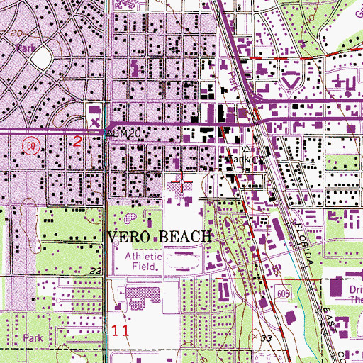 Topographic Map of Vero Beach High School Freshman Learning Center, FL