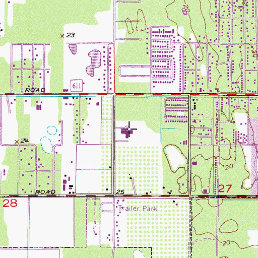 Topographic Map of Dodgertown Elementary School, FL