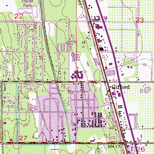 Topographic Map of Gifford Middle School, FL