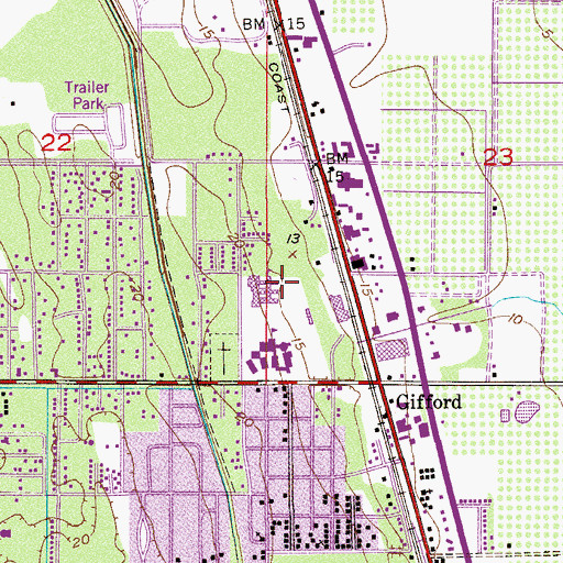 Topographic Map of Indian River Middle-6 School, FL