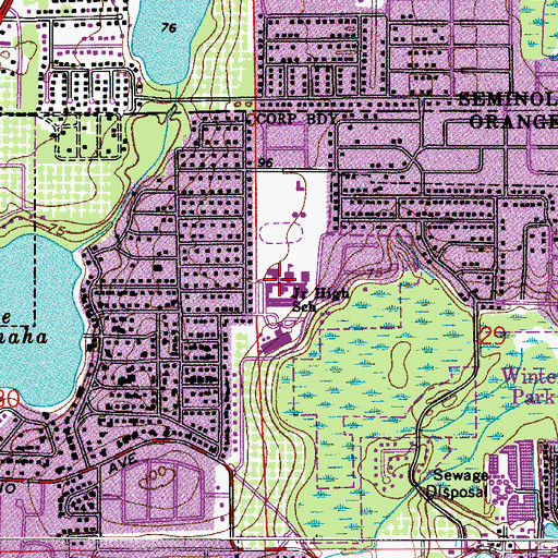 Topographic Map of Maitland Junior High School, FL