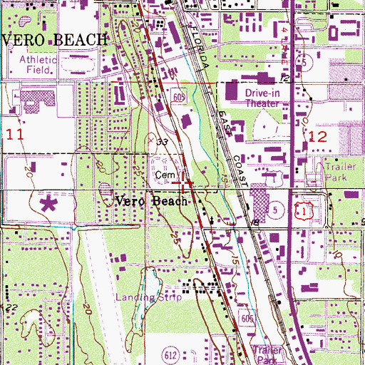 Topographic Map of Hillcrest Memorial Gardens, FL