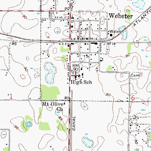 Topographic Map of Webster Elementary School, FL