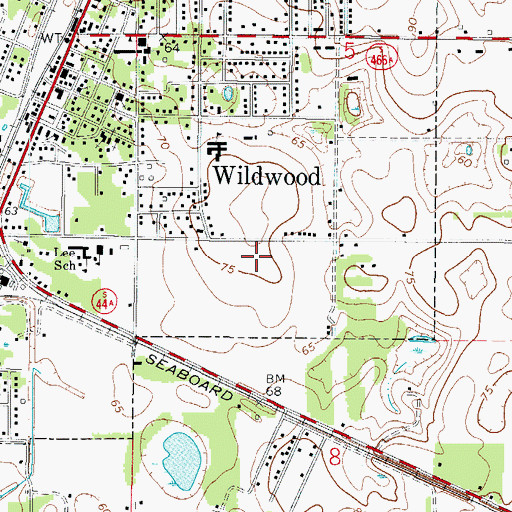 Topographic Map of Wildwood Middle High School, FL