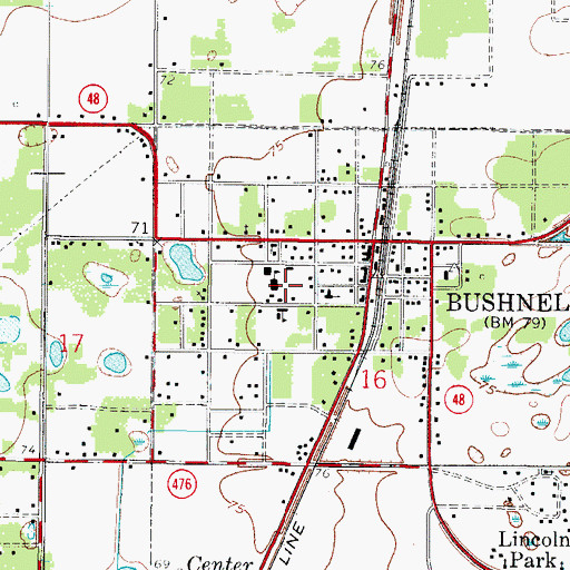 Topographic Map of Bushnell Elementary School, FL