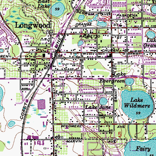 Topographic Map of First Baptist Church of Longwood, FL