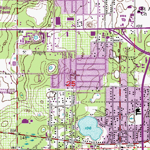 Topographic Map of Powers Drive Baptist Church, FL