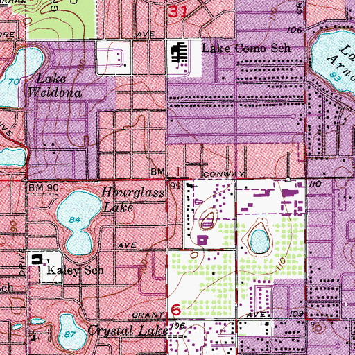 Topographic Map of East Orlando Baptist Church, FL