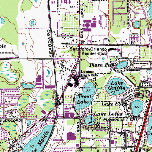 Topographic Map of Milwee Middle School, FL