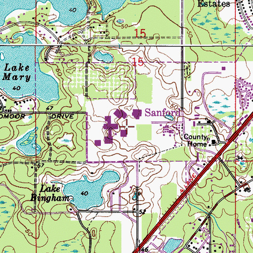 Topographic Map of Seminole State College of Florida Sanford - Lake Mary, FL