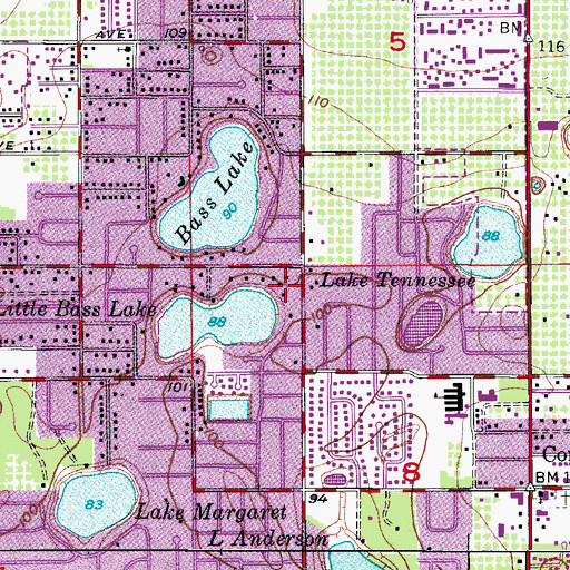 Topographic Map of Eastside Baptist Church, FL