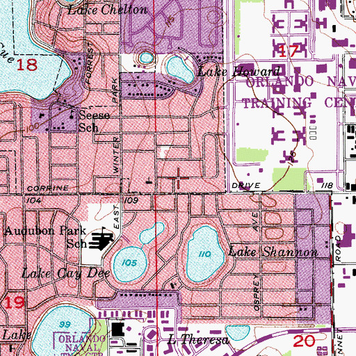 Topographic Map of Corrine Drive Baptist Church, FL