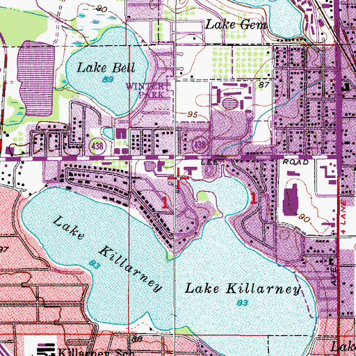 Topographic Map of Saint Mary of the Angels, FL