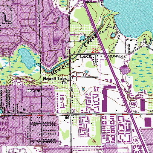 Topographic Map of Lake Howell Bible Chapel, FL