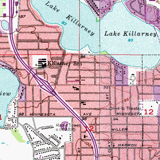 Topographic Map of Killarney Baptist Church, FL