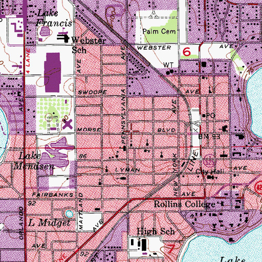Topographic Map of Ward Chapel African Methodist Episcopal Church, FL