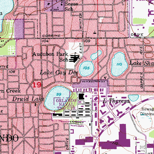Topographic Map of Audubon Park Covenant Church, FL