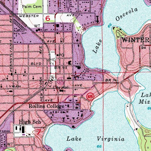Topographic Map of Diocese of Central Florida-Episcopal, FL