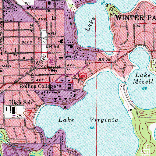 Topographic Map of Winter Park Church of Religious Science, FL