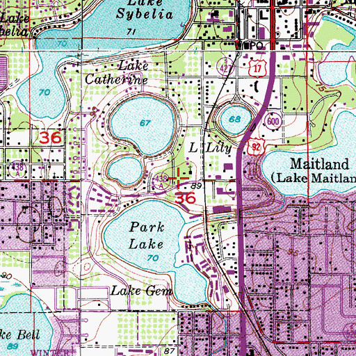 Topographic Map of First Presbyterian Church of Maitland, FL