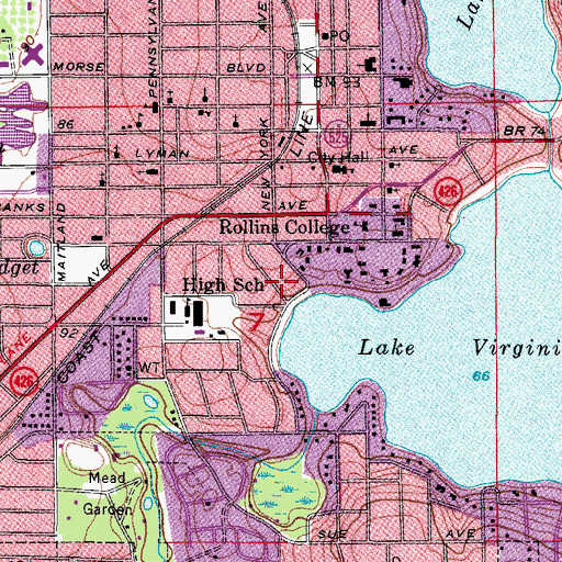 Topographic Map of First United Methodist Church of Winter Park, FL