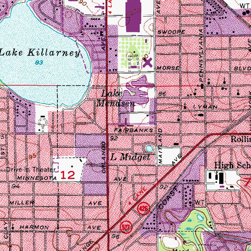 Topographic Map of Kress Memorial Seventh Day Adventist Church, FL