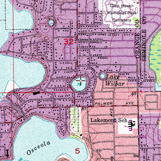 Topographic Map of Lake Knowles, FL