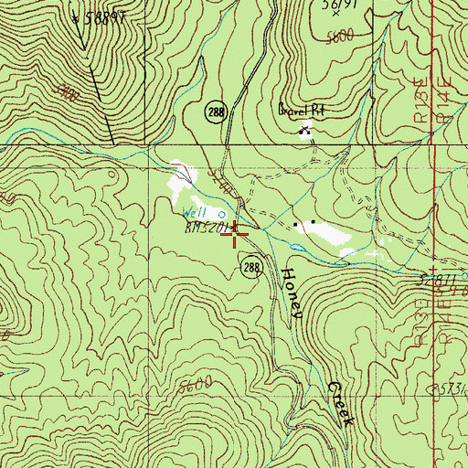 Topographic Map of Honey Creek, AZ