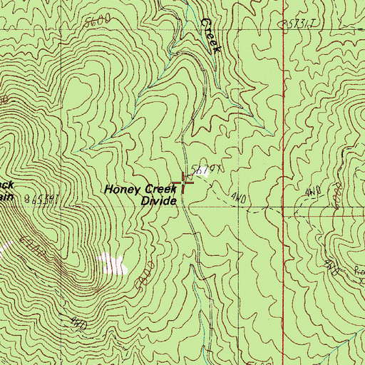 Topographic Map of Honey Creek Divide, AZ