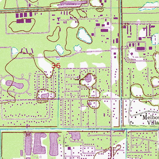 Topographic Map of Melbourne Gardens, FL