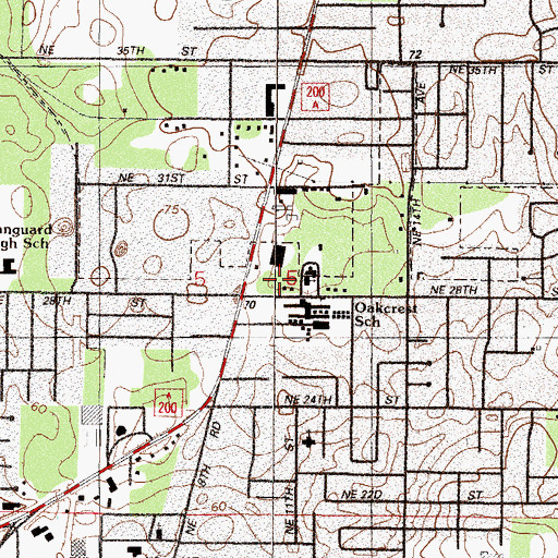 Topographic Map of Oakcrest Baptist Church, FL