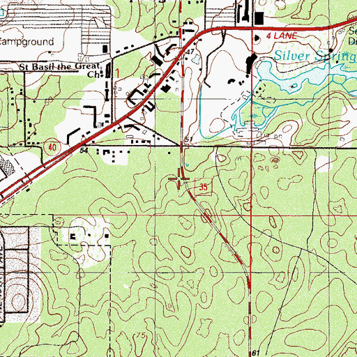 Topographic Map of First Baptist Church of Silver Spring Shores, FL