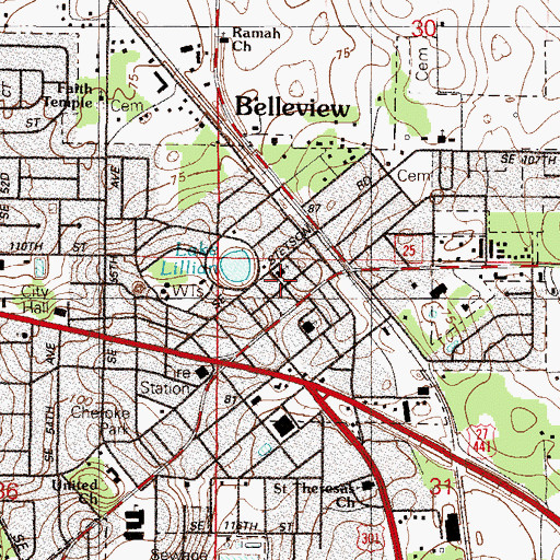 Topographic Map of Belleview First Assembly of God, FL