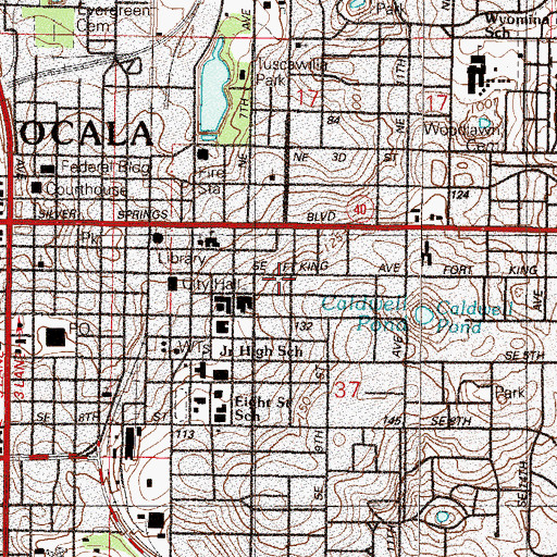 Topographic Map of First Baptist Church of Ocala (historical), FL