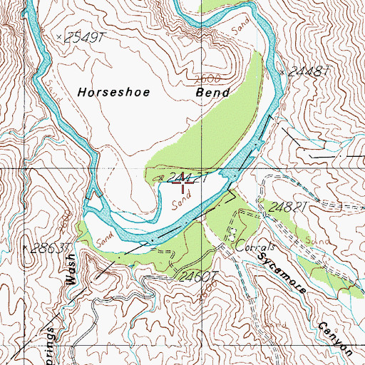 Topographic Map of Horseshoe Bend, AZ