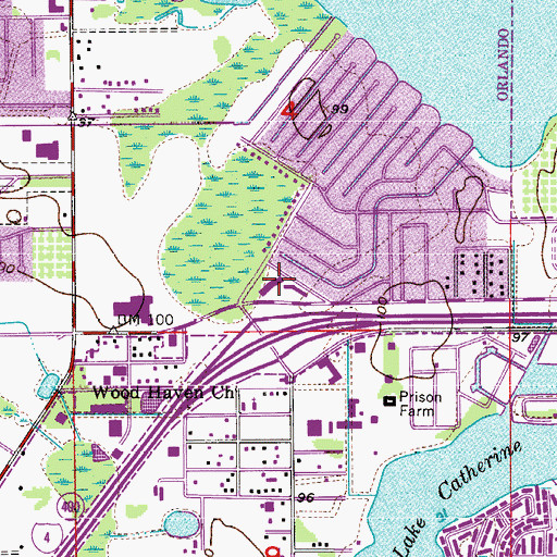 Topographic Map of Daystar Private School of Orange County, FL