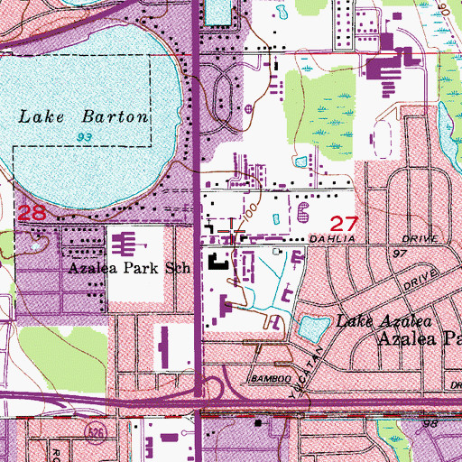 Topographic Map of Azalea Park Baptist School, FL