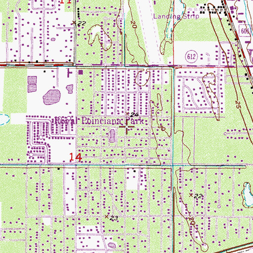 Topographic Map of Poinciana Park, FL