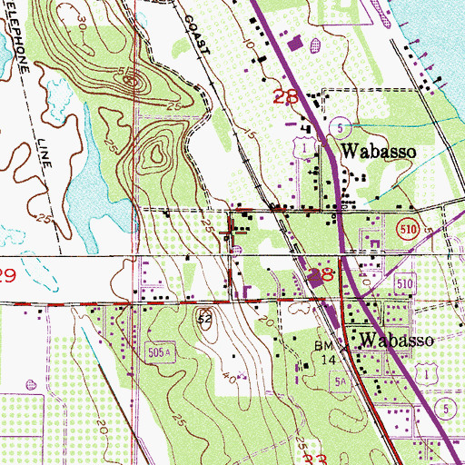 Topographic Map of Wabasso Grace Methodist Church, FL