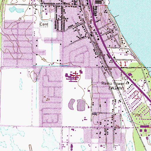Topographic Map of Brevard Christian School, FL