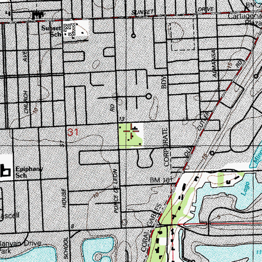 Topographic Map of Carrollton School of the Sacred Heart, FL